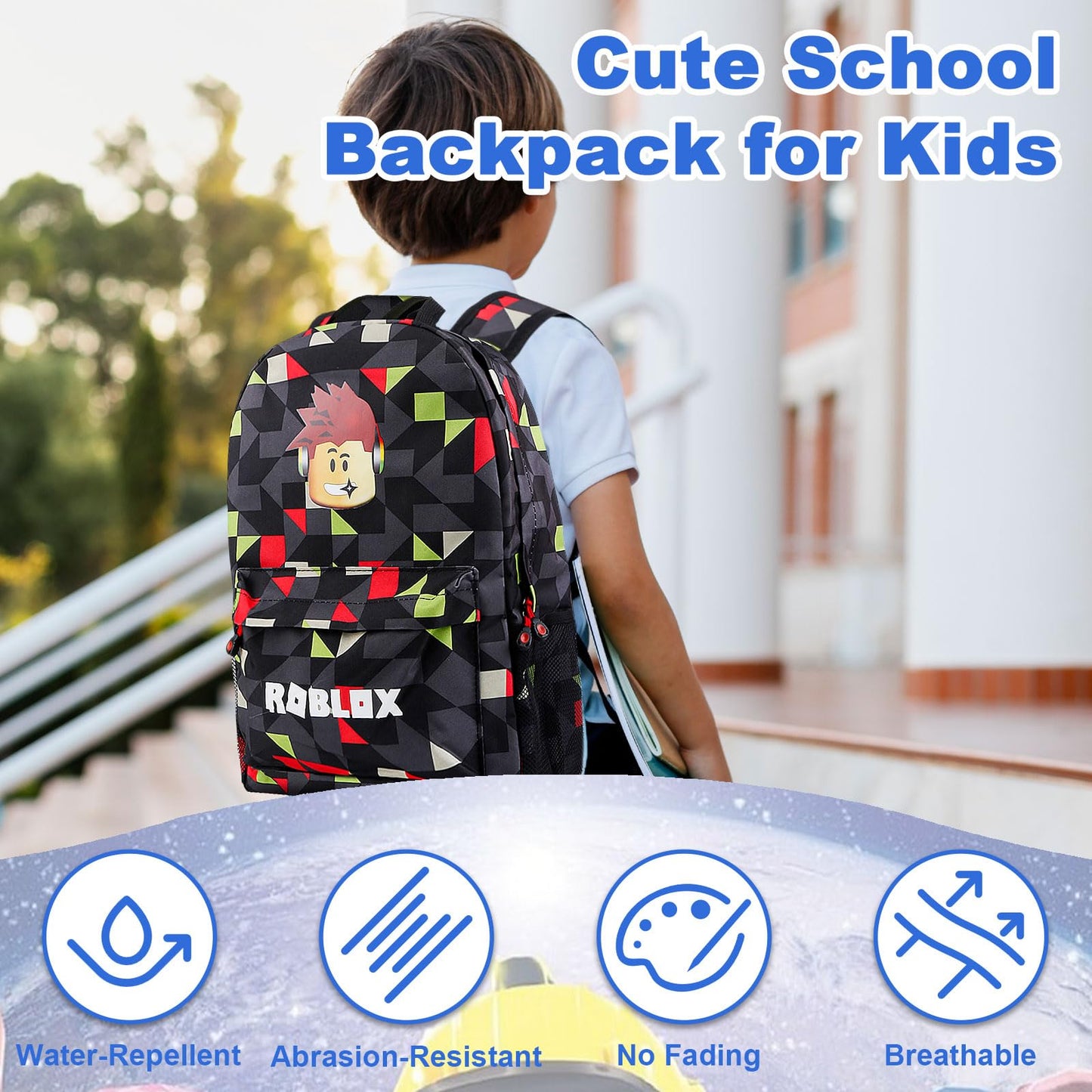 yumcute De-mn Backpack Kids, Teen Game School Bags, Children Primary Schoolbag, Children's School Backpack, 17 Inch Large Capacity Travel Rucksack Waterproof Boys Girls Book Bags for Aged 3-12 Years