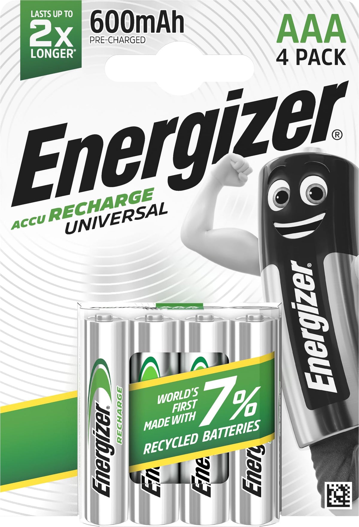 Energizer Recharge Universal Rechargeable AA Batteries (4 Pack) 1300 mAh