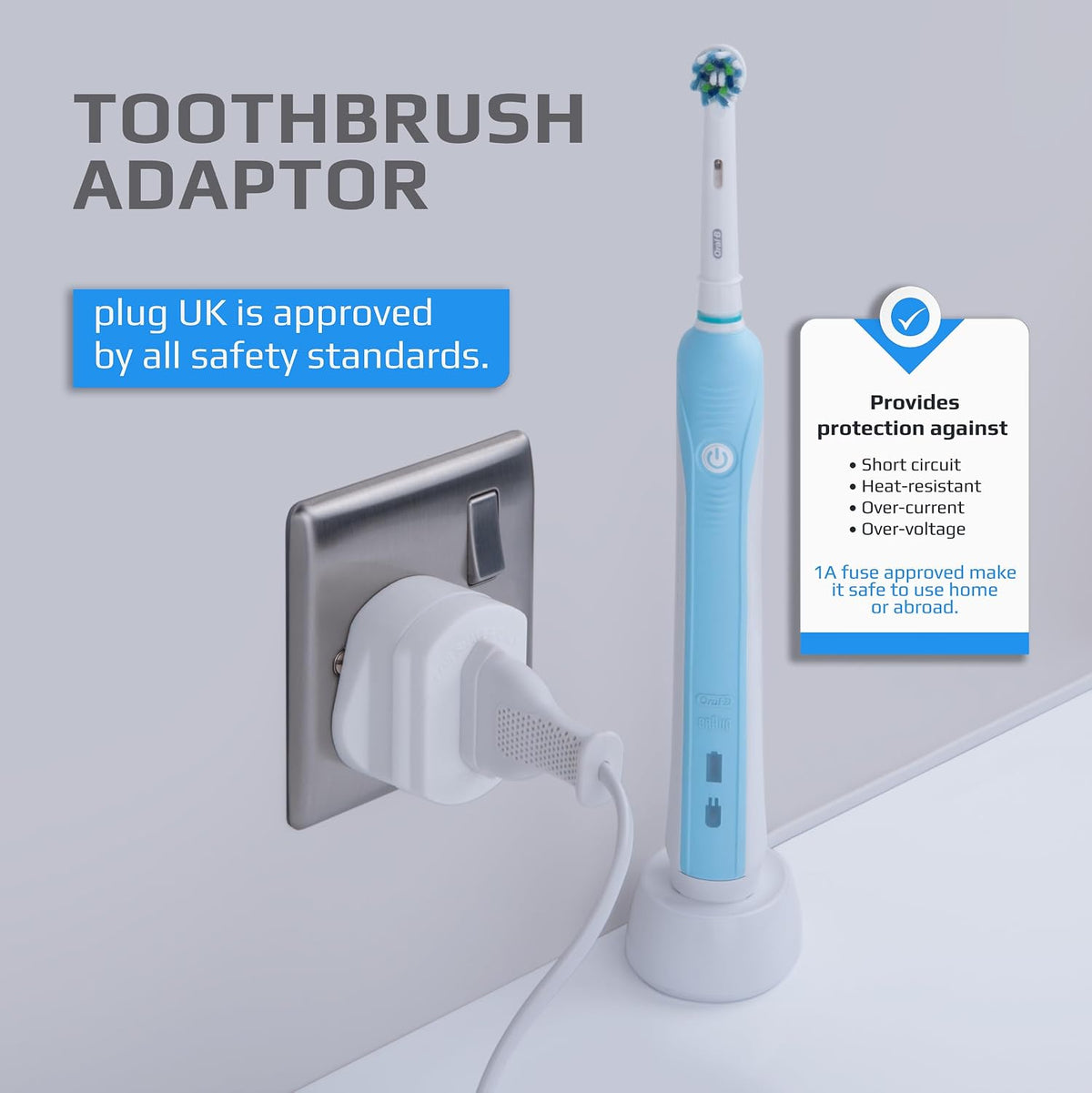 Toothbrush Adaptor Plug UK Charger Adapter Shaver Socket 2 Pin to 3 Pin Electric for Razor Plugs Bathroom Two to Three Prong Charging Tooth Brush Plugs Adapters Electrical Shaving (White)