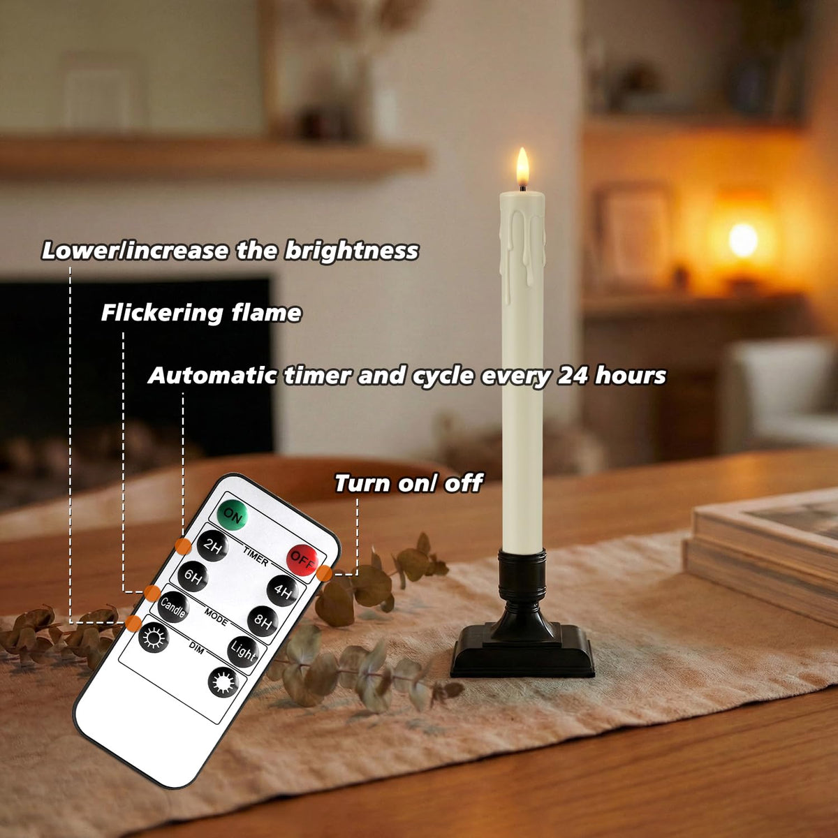 LIVEN Flickering Flameless Candles Battery Operated with Remote,Led Pillar Candles with Realistic Moving Wick Candles for Halloween,Christmas,Home Decor Pack of 12 (D2.2 xH 5" 6" 7")(White)
