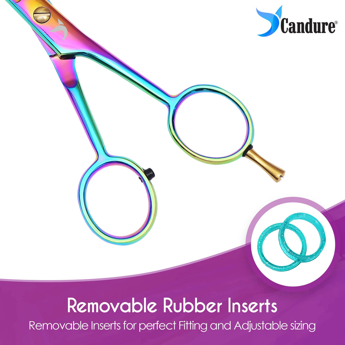 Candure Hairdressing Scissor with Comb & Leather Pouch 6.5" - Hair Scissor for Professional Hairdressers, Barbers Stainless Steel Hair Cutting Shears for Salon, Men, Women, Children and Adults Black