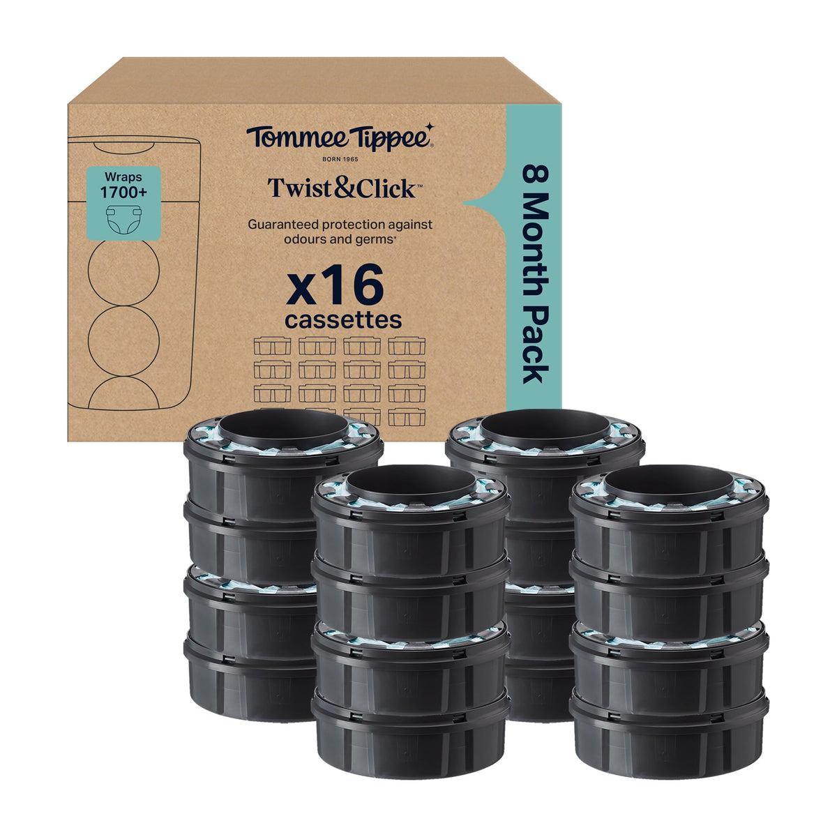 Tommee Tippee Twist & Click Nappy Bin Refill Cassettes Pack of 4