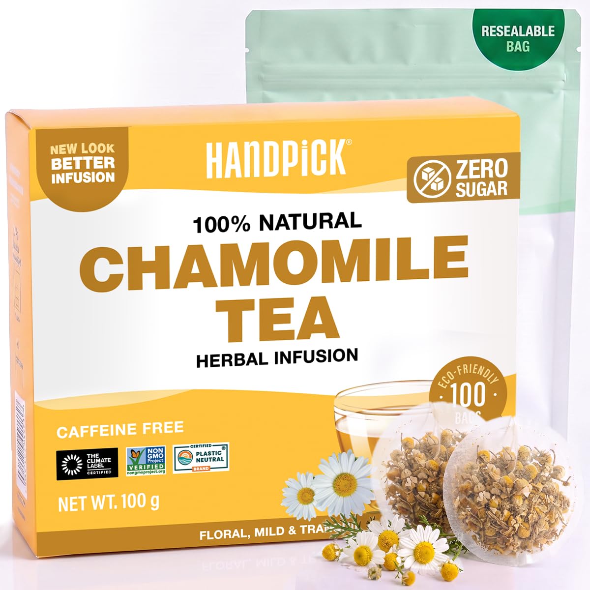 HANDPICK, Spearmint Tea Bags (100 Count), Spearmint Leaf Tea Bags