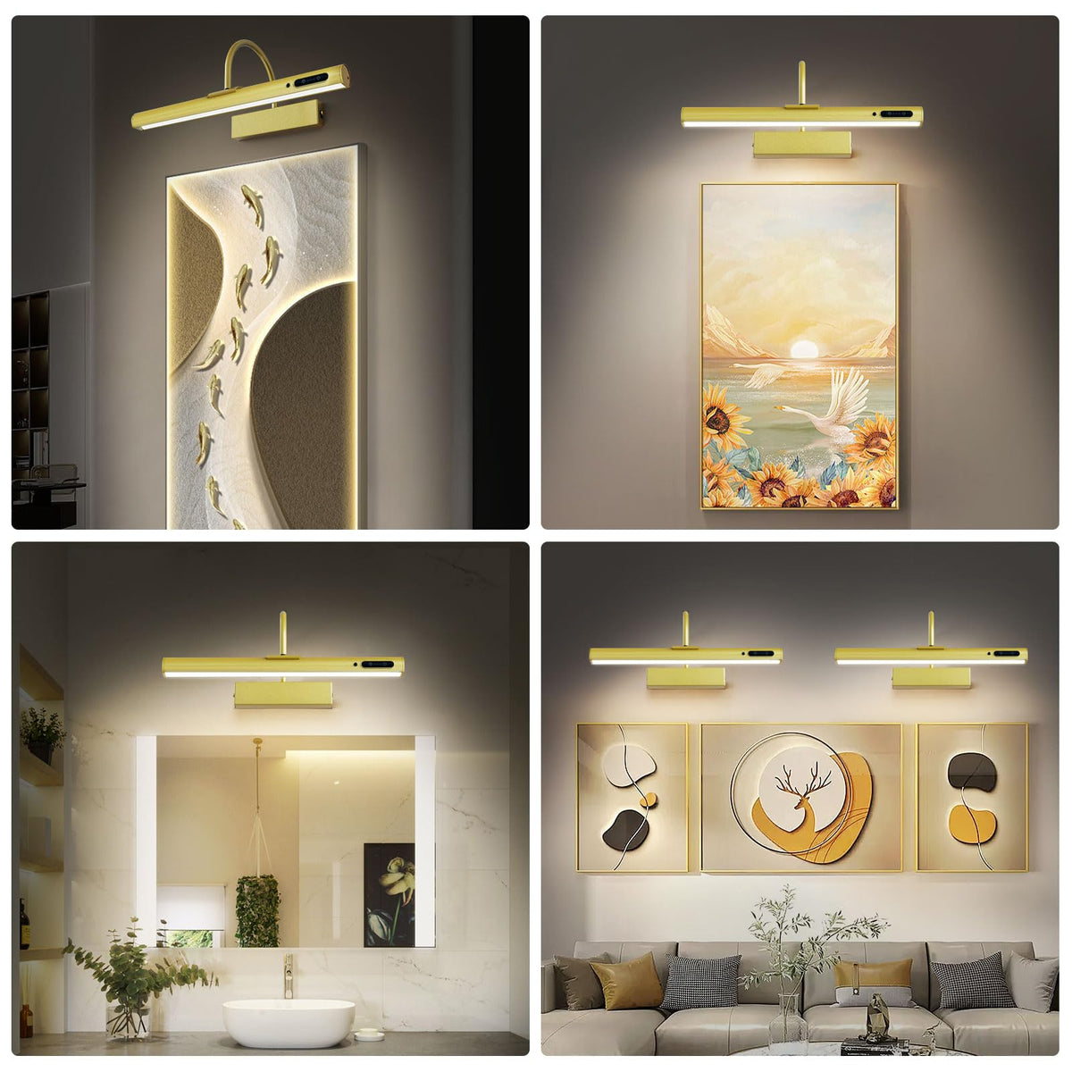 HARPER LIVING Rechargeable Picture Light with Remote, Dimmable and 3 Colour Temps, Battery Operated Wall Light with Timer & Memory, LED Display Lamp for Dartboard Pictures Frame Gallery-Black
