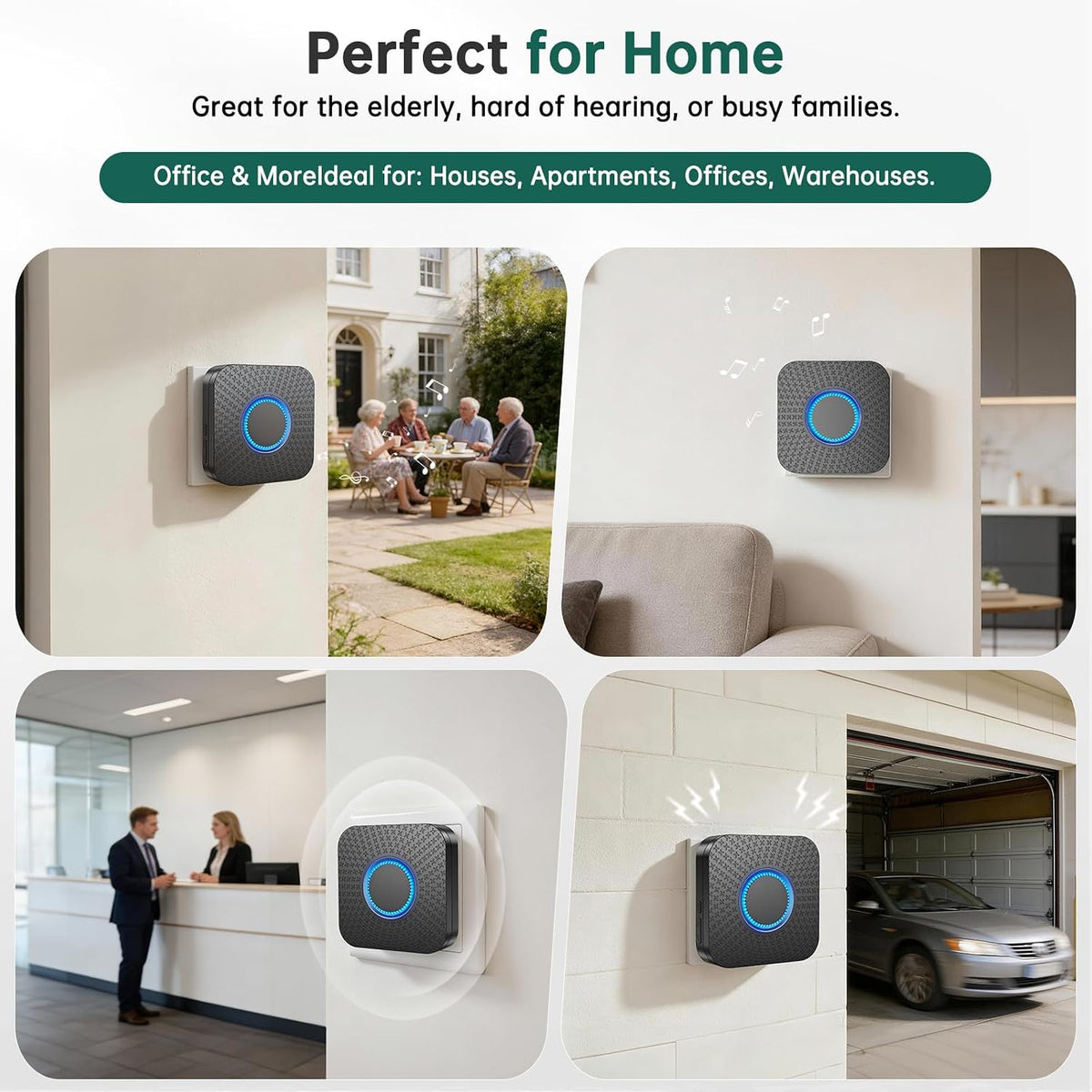 2 Pack Smart Wireless Doorbell Chime, 3 in 1 Doorbell Extender