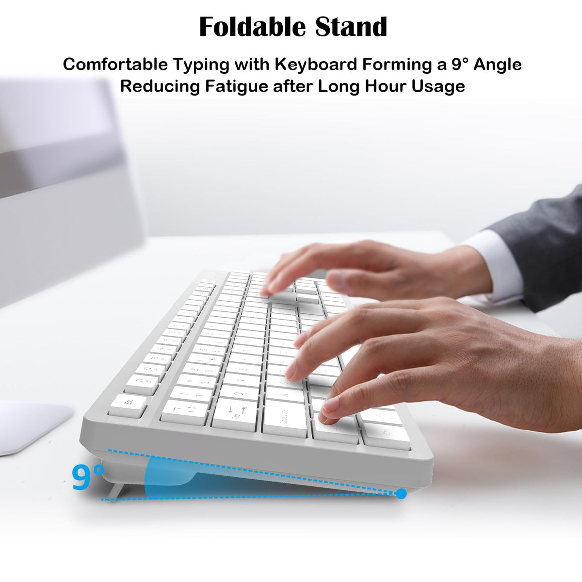 LeadsaiL Wireless Keyboard and Mouse Set, 2.4GHz USB Computer Keyboards and Mouse Combo, Full Size UK QWERTY Layout, Ergonomic Design with 12 Multimedia Shortcuts for HP/Lenovo Laptop and Mac-Purple