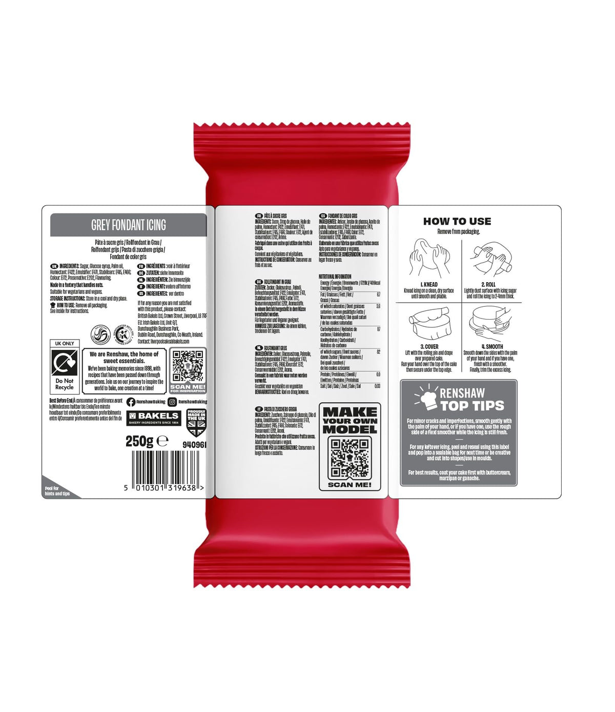 Renshaw White Ready to Roll Fondant Icing, 500 g (Pack of 1)