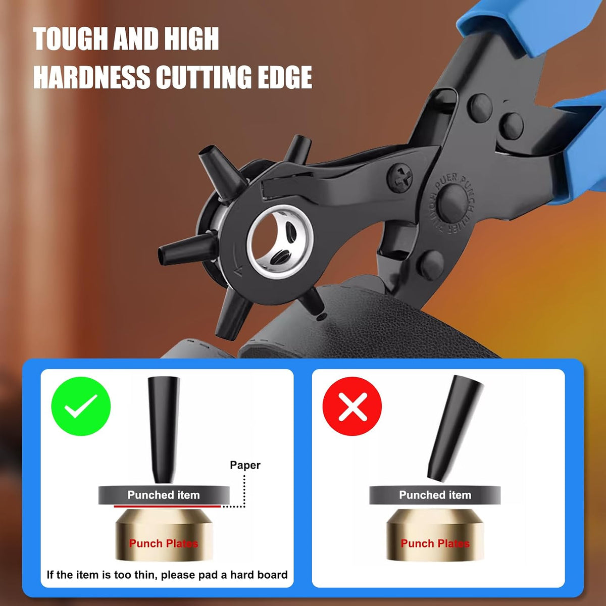 Diyife Belt Hole Puncher for Leather, 6 Sizes, Effortless Dual-Lever Design