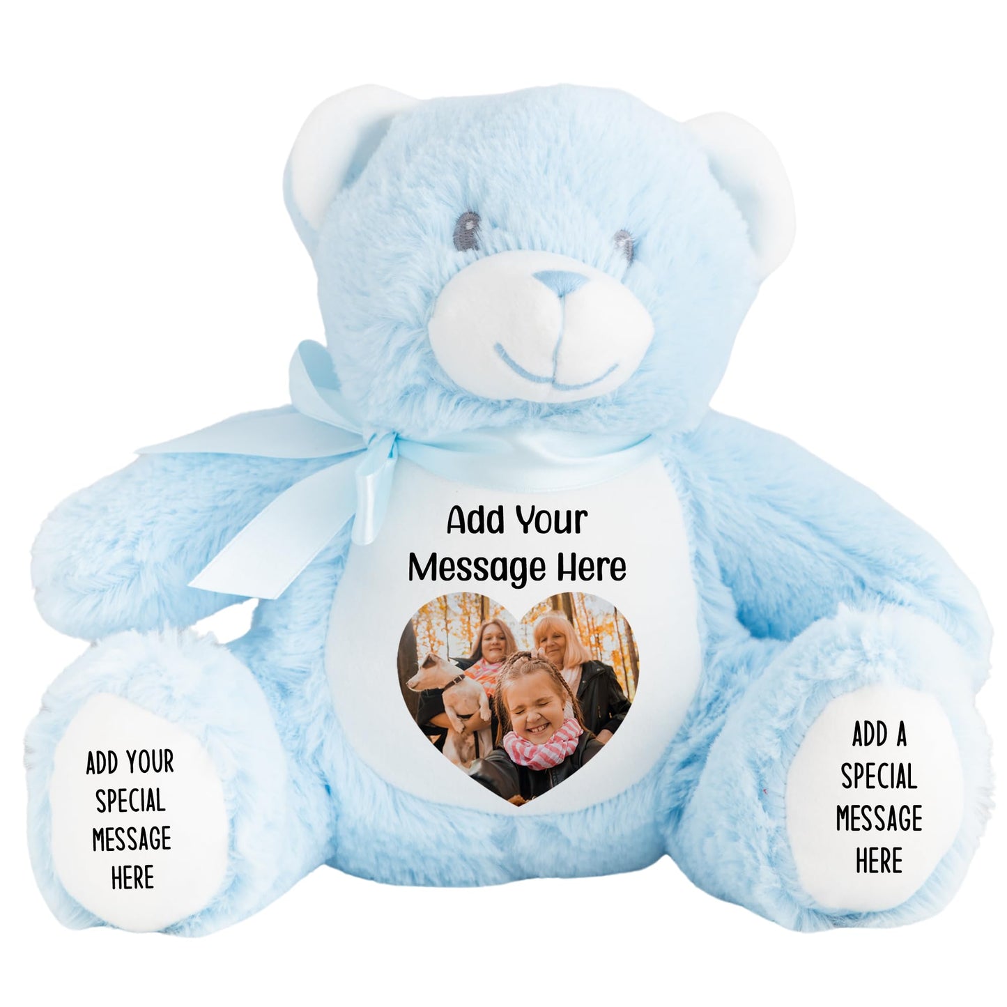 Personalised Photo Teddy Bear – Add Photo on Front & Text on Feet | 28 Styles | Custom Keepsake Gift for Baby, Sympathy, Birthday & More (Brown Teddy Bear)