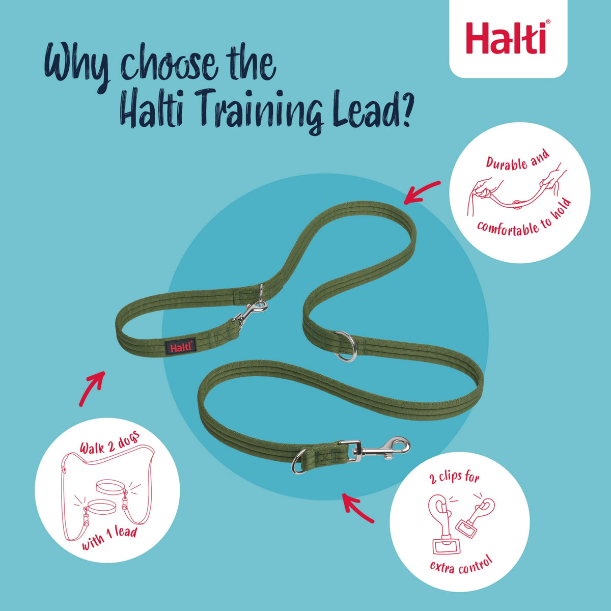 Halti Training Lead for Dogs | Size Small, Black, 2m