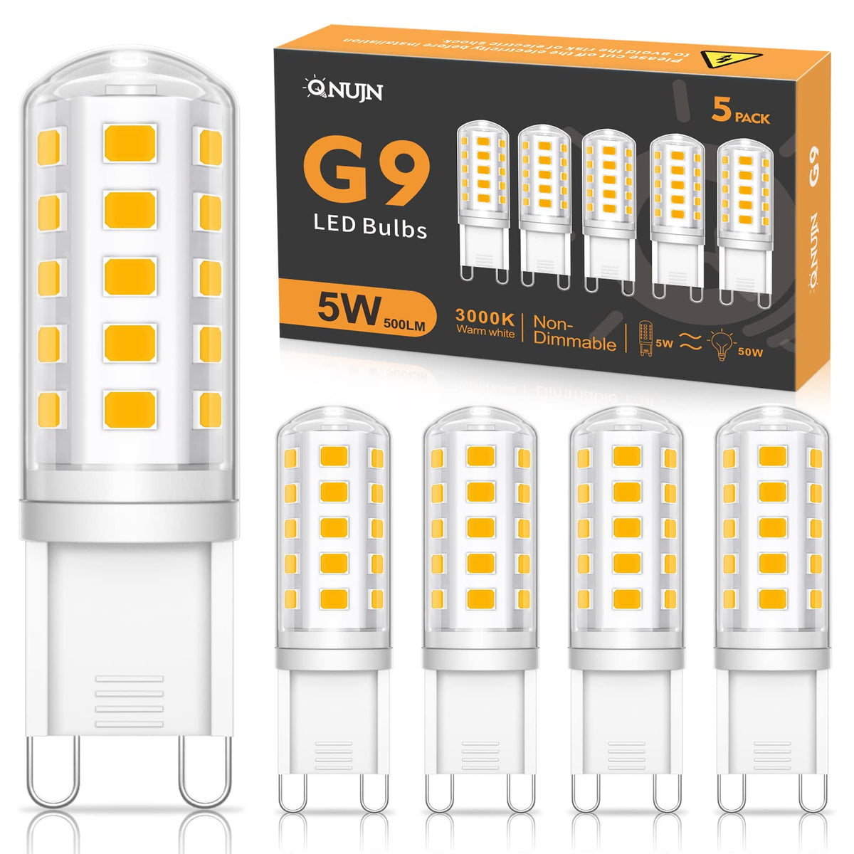 G9 Led Bulbs Cool White 5W 500LM 6000K, Equivalent to 50W Halogen