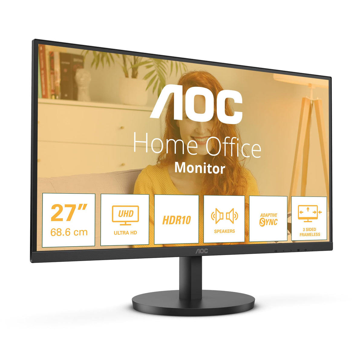 AOC 22B2H - 22 inch FHD Monitor, 75Hz, VA, 7ms Frameless design, Tilt, lowBlue Mode, Flicker Free (1920 x 1080 @ 75Hz, HDMI/VGA)