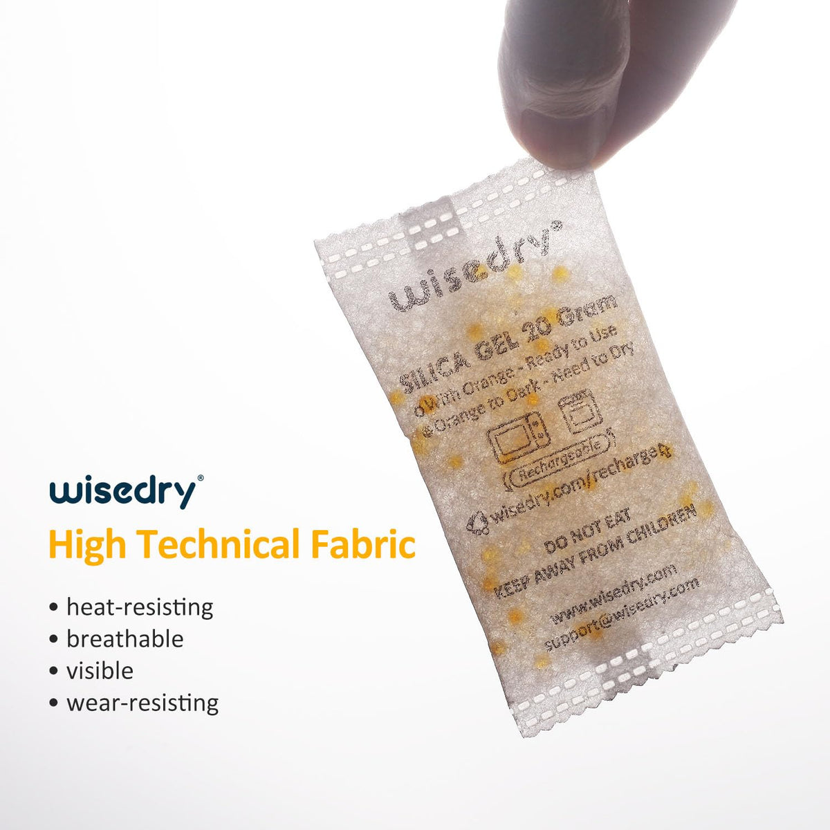 wisedry Silica Gel Sachets Bags 10 Gram x 30 Packs with Orange Beads Humidity Indicator Desiccant Packs Moisture Absorber for Air Dryer Moisture Removal, Food Grade