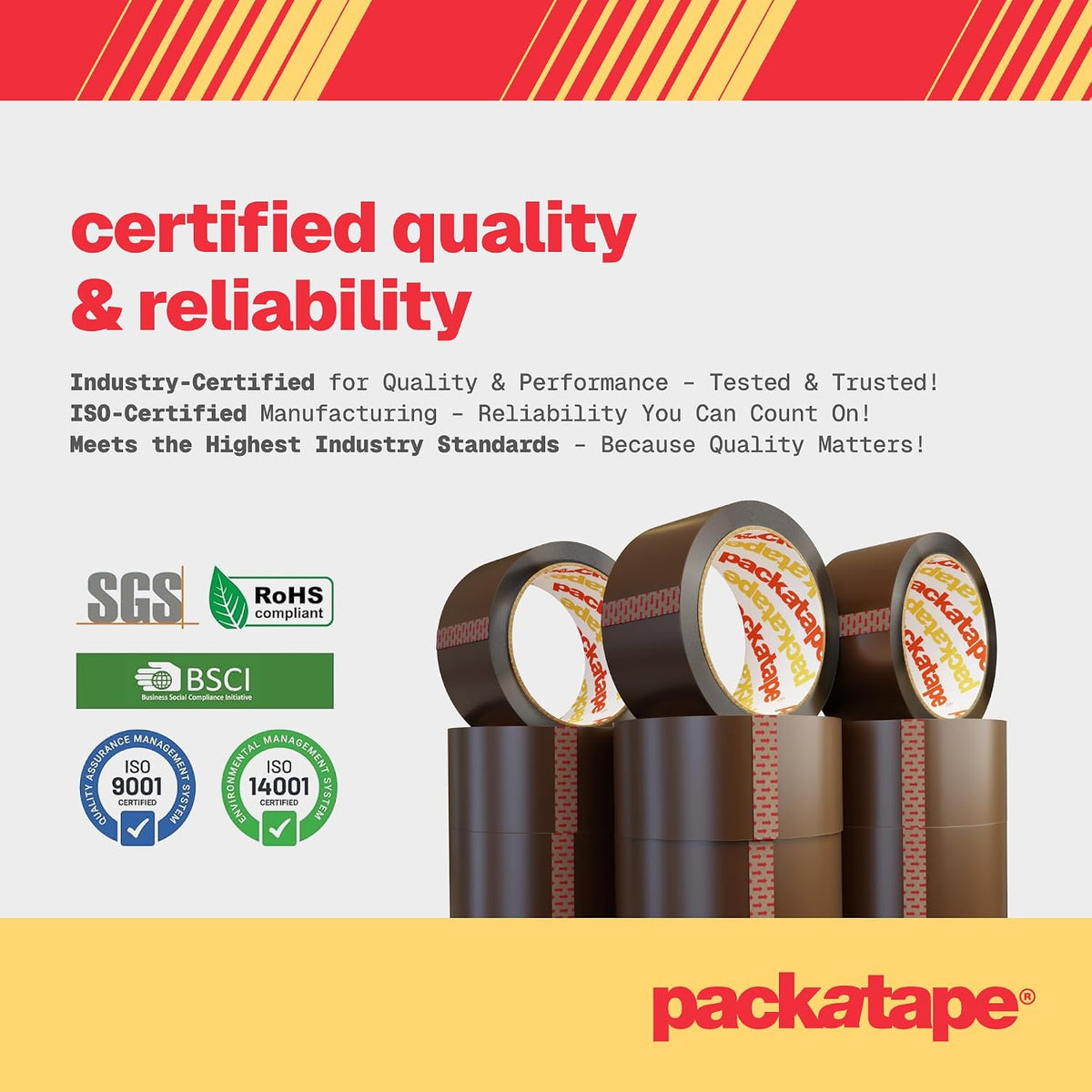 Packatape - 6 Rolls Per Pack 48MM x 66M Brown Packaging Tape for Parcels and Boxes. This 6 rolls pack of Heavy Duty Brown Packing Tape Provides a Strong, Secure and Sticky Seal for your Boxes