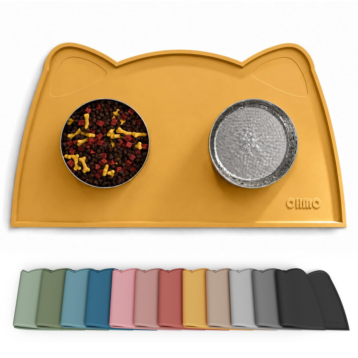 OHMO Silicone Cat Food Mat for Food&Water Bowls, 46x25cm, Camo Green
