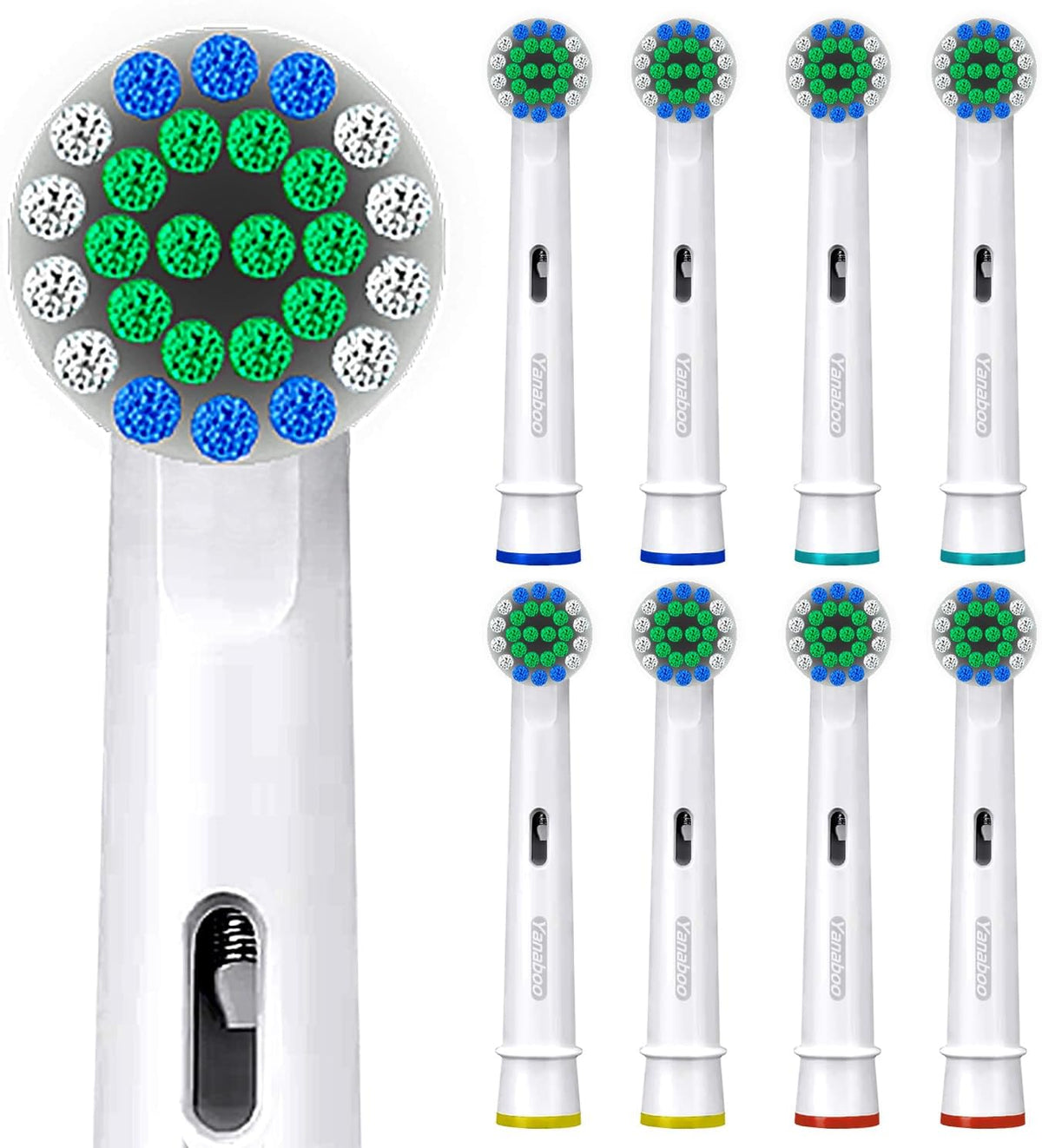 Oral B Compatible Toothbrush Head, Yanaboo Replacement Brush Heads for Most Braun Oral B Electric Toothbrushes of Vitality Pro Smart Genius Series, Precision Clean and Plaque Removal (8 Pack in White)
