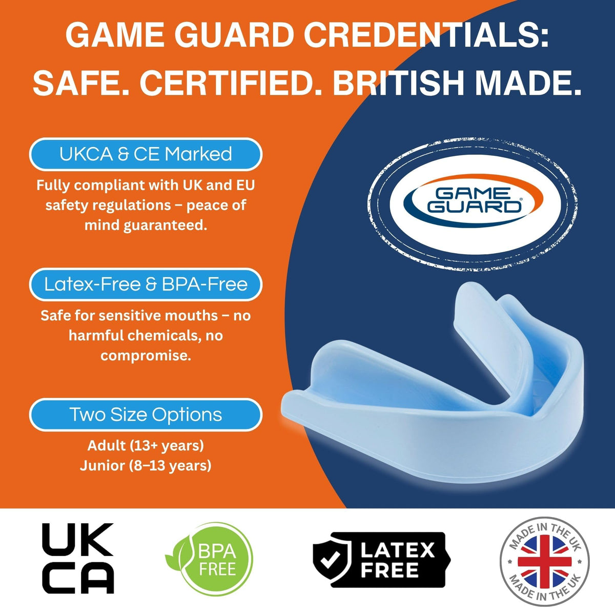 GAME GUARD Sports Mouthguard – Easy Fit Boil & Bite Gum Shield for Kids/Junior (Age 8+) – Mouth Guard for Rugby, Hockey, GAA – Ideal for Schools and Clubs (Baby Pink)