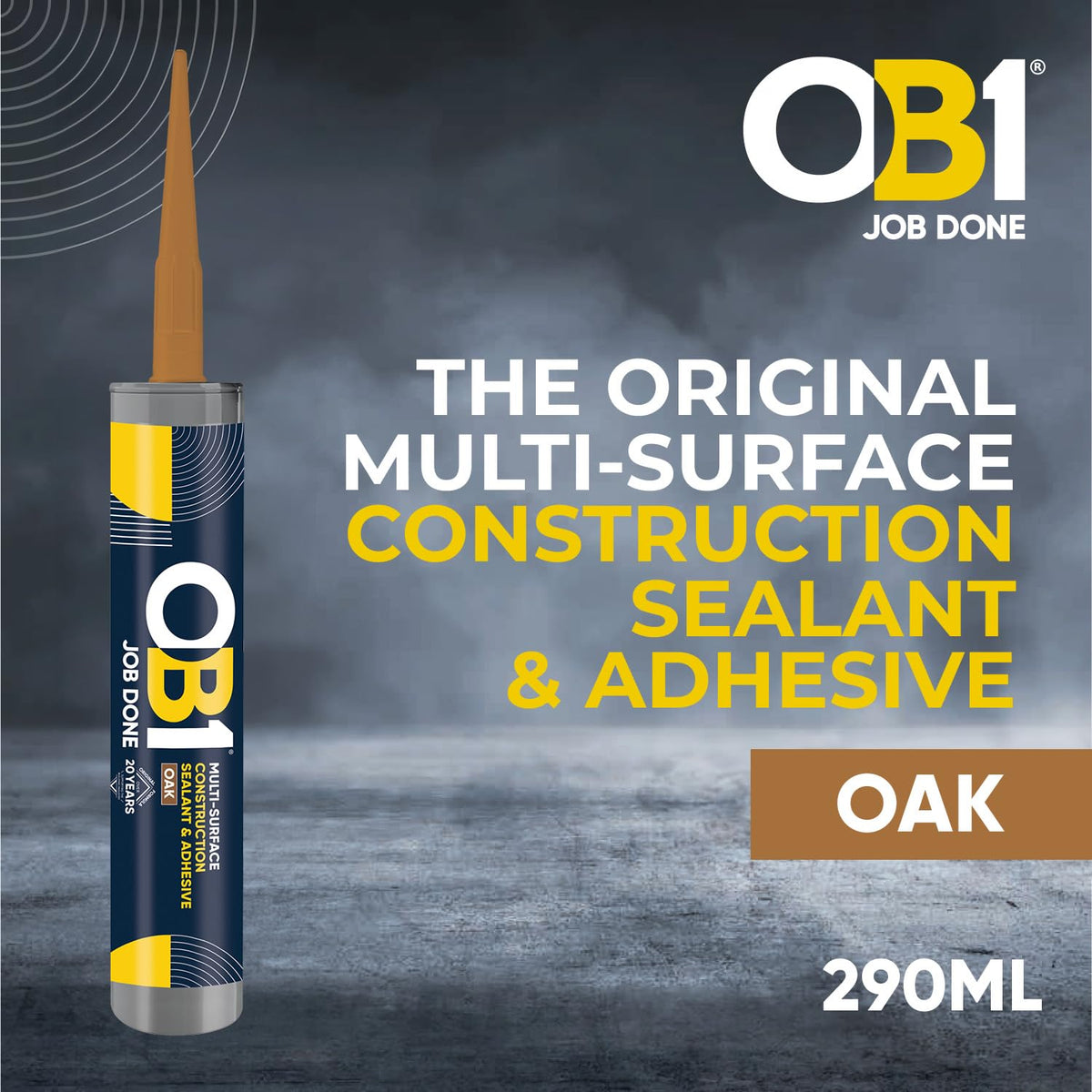 OB1 Clear Multi-Surface Construction Sealant & Adhesive, 290ml 2in1 formula