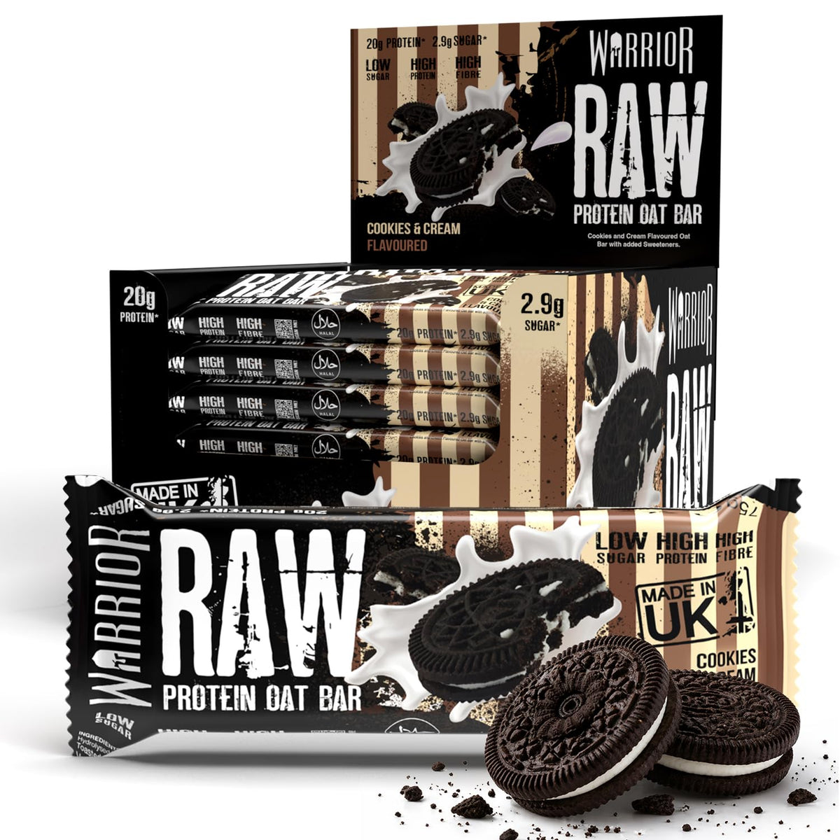 Warrior RAW Protein Bars 12 x 75g High Protein Oat Flapjack Snack