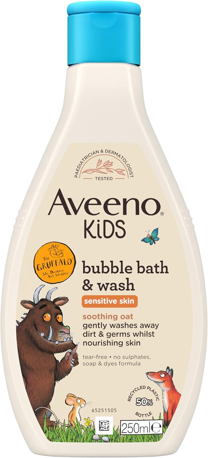 Aveeno Kids Bubble Bath & Wash for Sensitive Skin 250ml Gruffalo Edition
