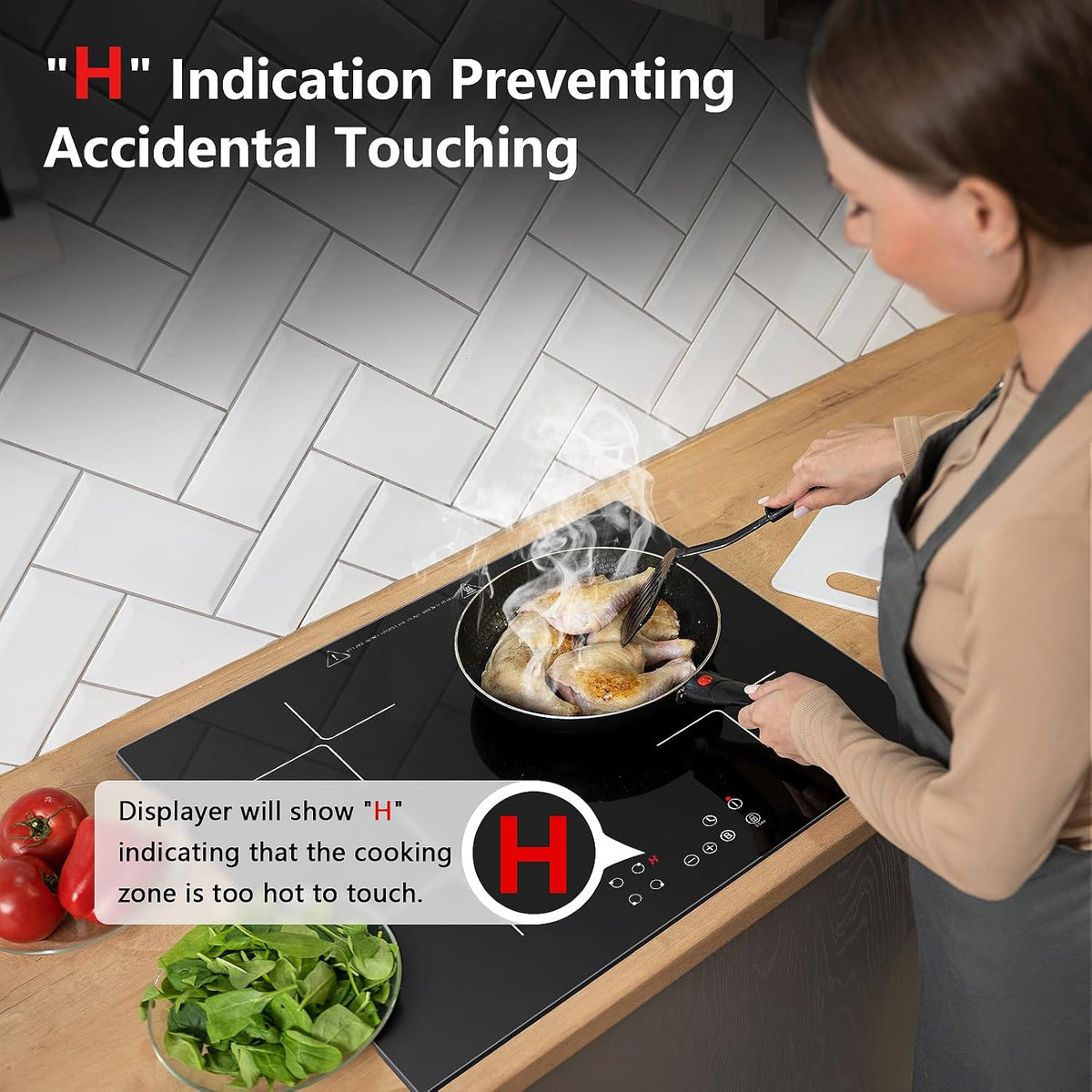 Induction Hob 4 Zones, Built-in Induction Hob 60 cm with Booster, 4 Burner Cooker, Touch Control, 9 Power Levels, 1-99 Min Timer, Child Lock, Heat Indicator, No Plug