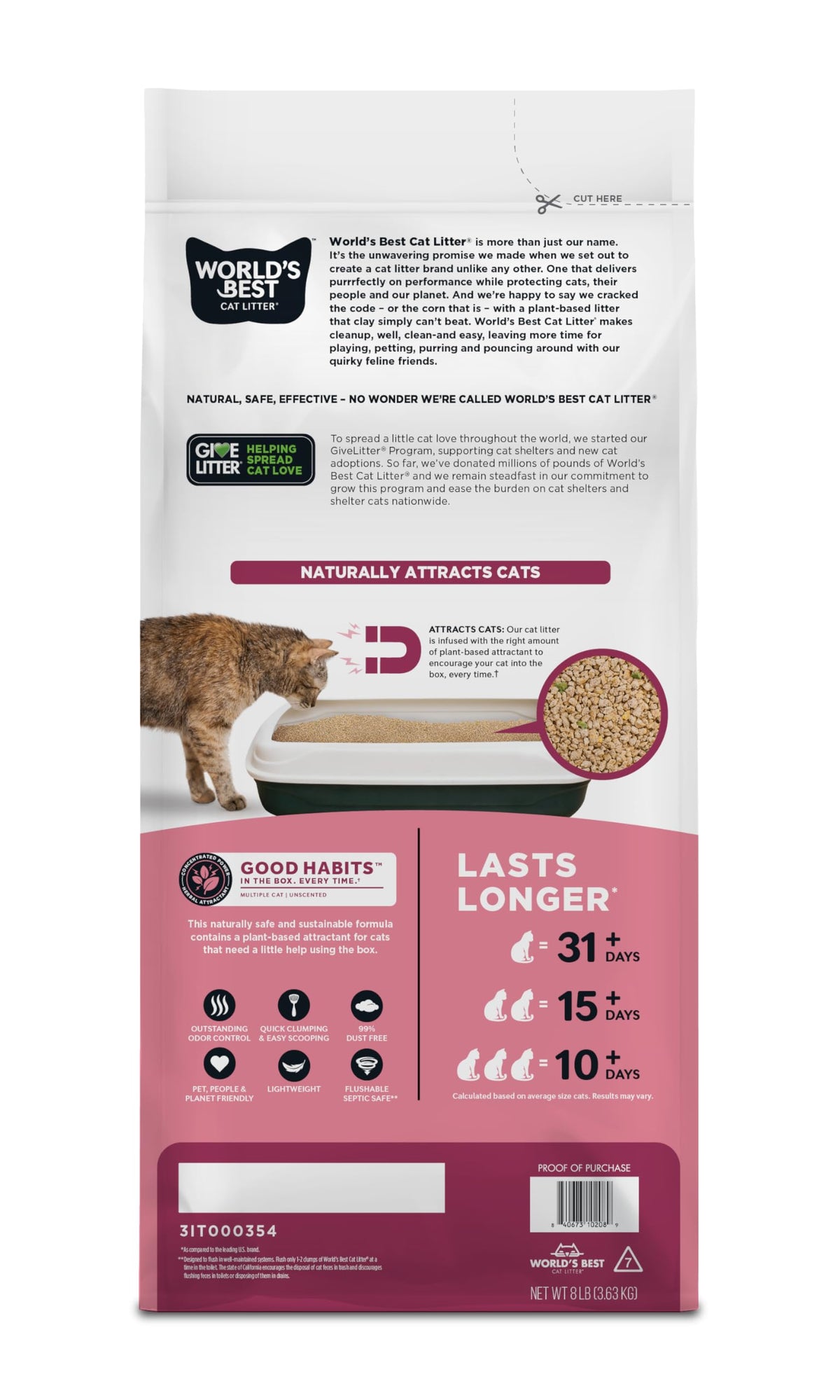 WORLD'S BEST CAT LITTER Comfort Care Unscented, 28-Pounds