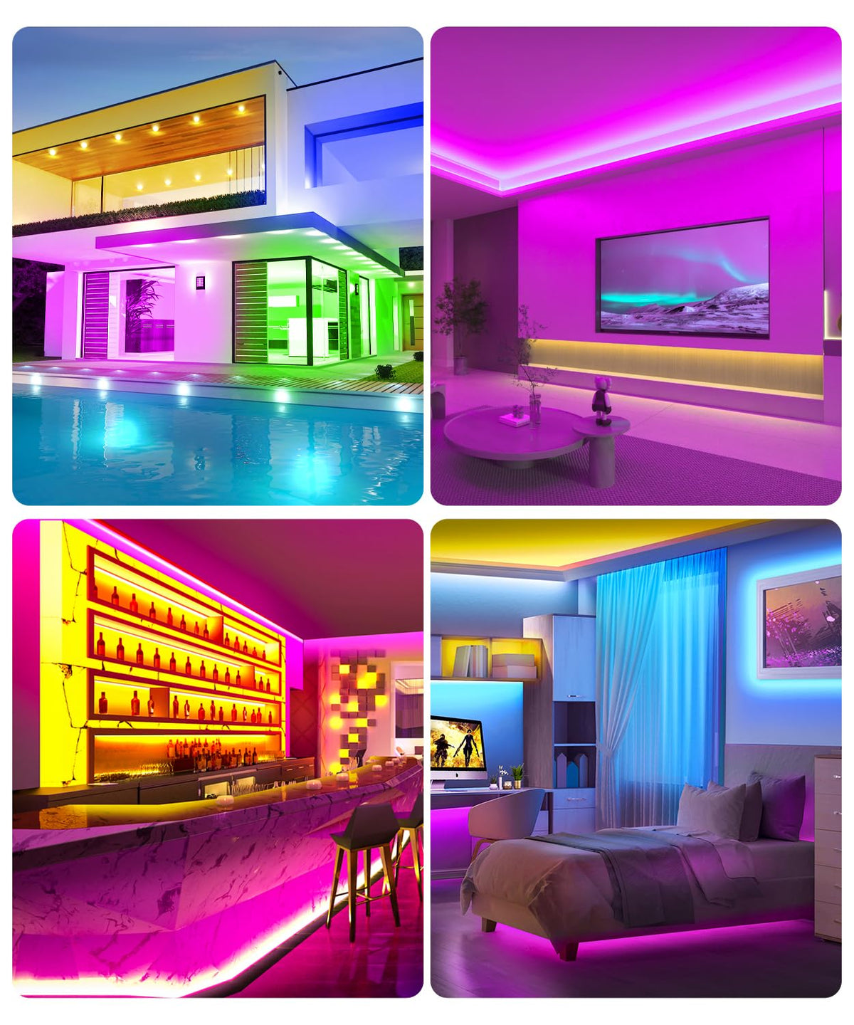 Nexillumi 10M LED Strip Lights, Smart Bluetooth Light Strips with App & Remote, Colour Changing LED Tape Lights, Music Sync Dimmable RGB Lighting for Bedroom, Living Room, Kitchen, Ceiling & Party