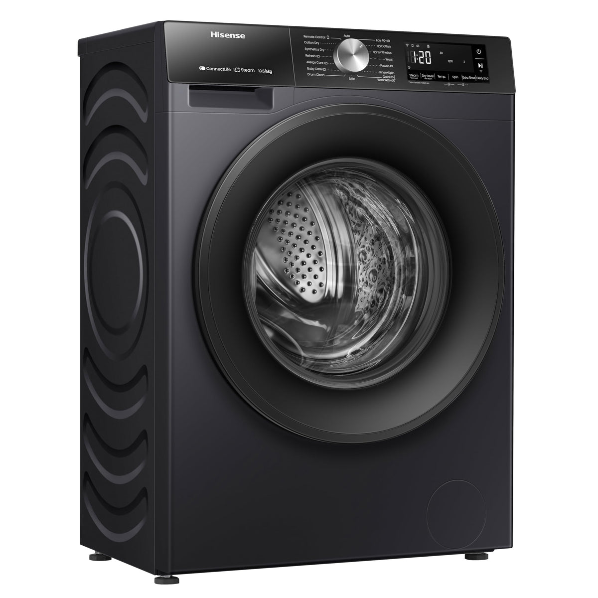 Hisense 3S Series WD3S8043BB3 Wifi Connected 8Kg and 5Kg Washer Dryer with 1400 rpm - Black - A-D Rated