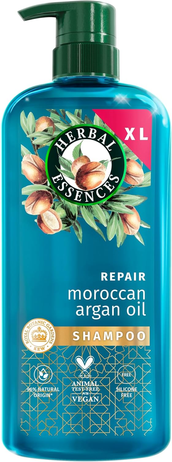 Herbal Essences Repair Moroccan Argan Oil Shampoo 650ml for Damaged Hair. Intense Nourishment for Softer, Smoother Hair. With Pure Argan Oil. Silicone-Free, Vegan and Cruelty Free
