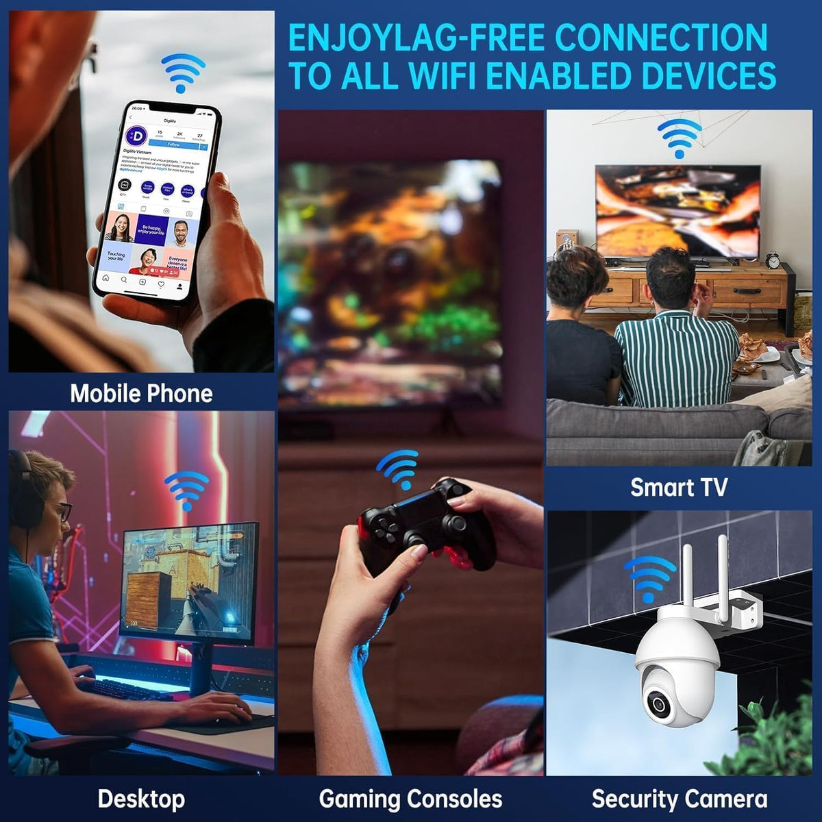 WiFi Extender Booster WiFi Repeater, Wireless Signal Booster for Home - Covers 3950 Sq.ft & 45 Devices, Internet Booster with Ethernet Port UK Plug