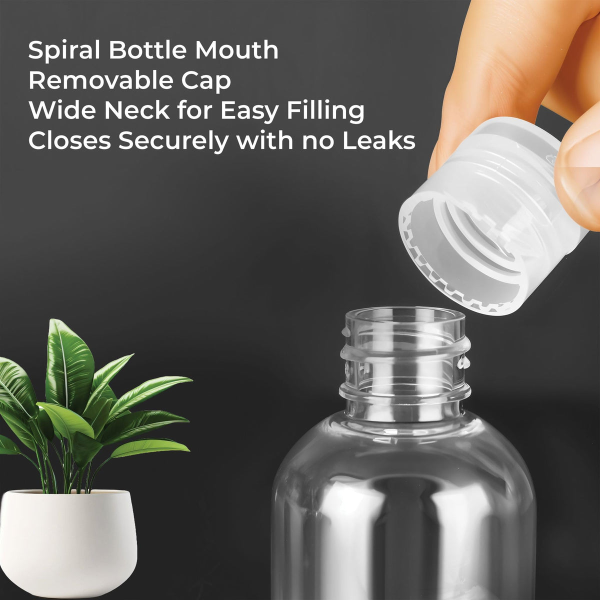 Palm Safe 4 pcs 100ml/3.5 OZ Clear Plastic Travel Bottles, Durable Strong Recyclable BPA Free Storage Bottles, Empty Refillable Containers with Flip Cap Leak Proof for Toiletries