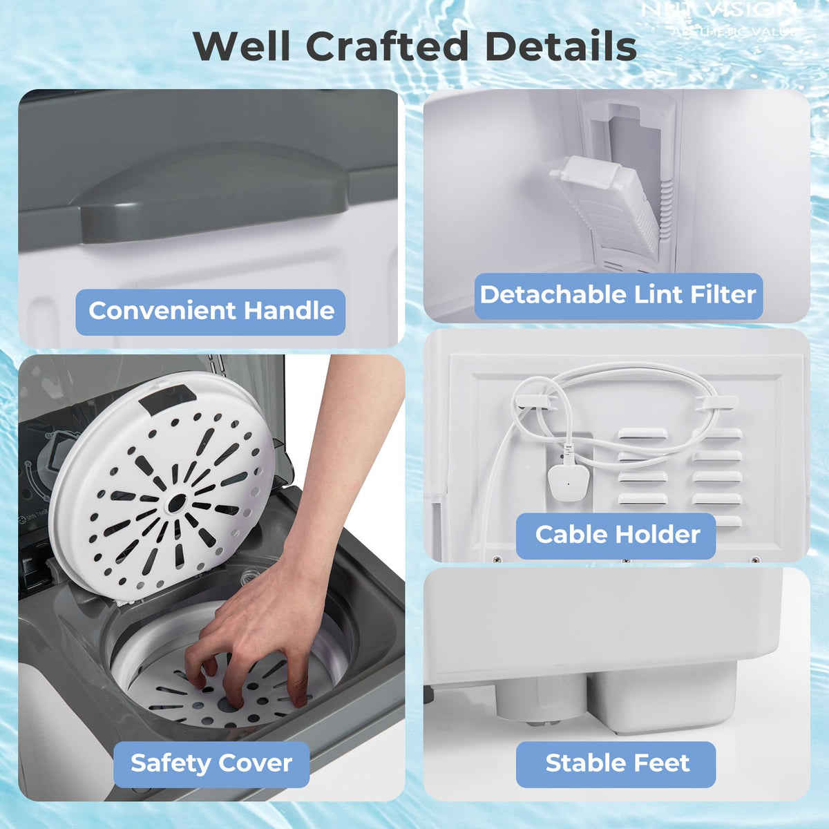 TANGZON Twin Tub Washing Machine, 8KG Portable Washing Machine Spin Dryer