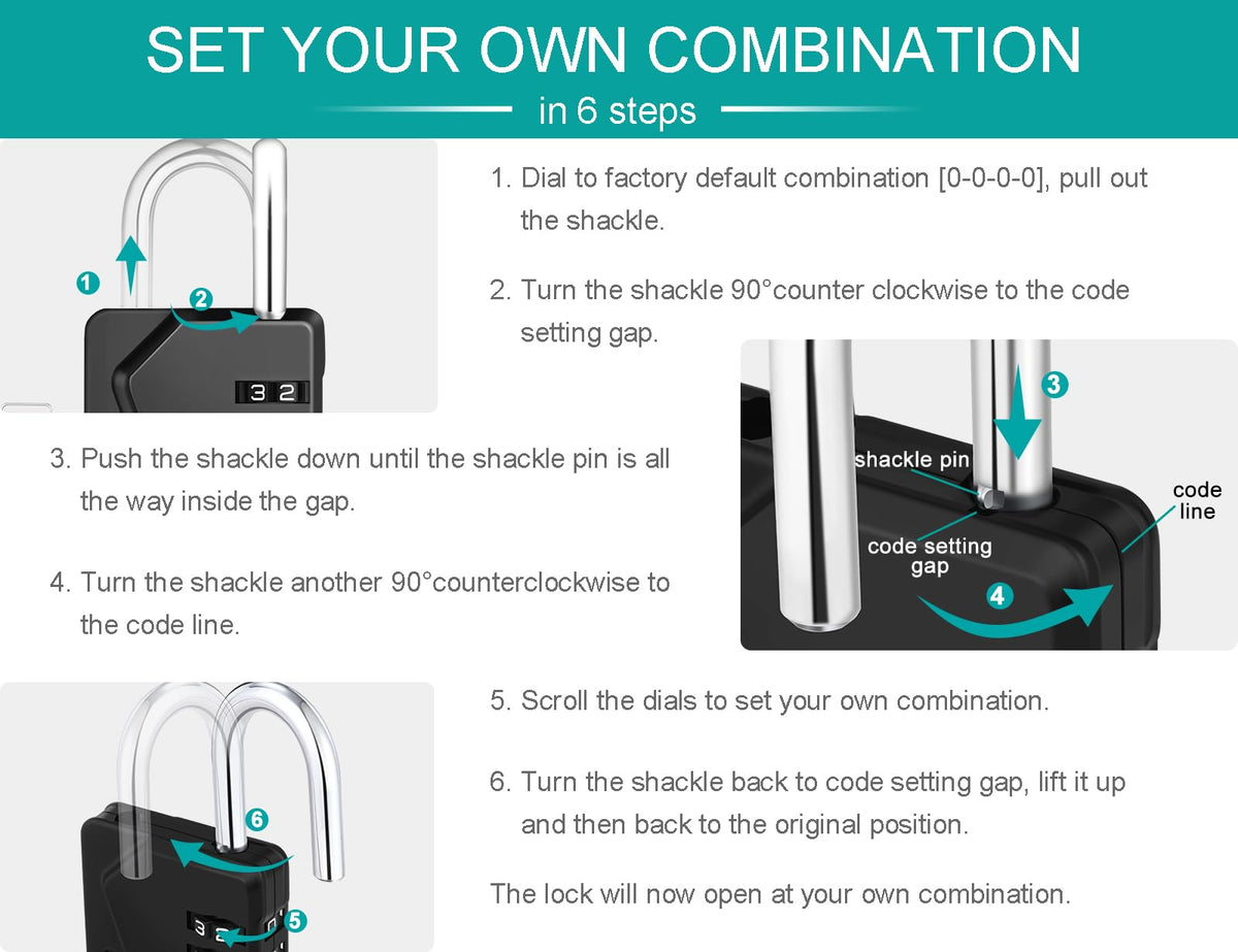 ZHEGE Combination Padlock, 4 Digit Coded Padlock (Sky Blue)