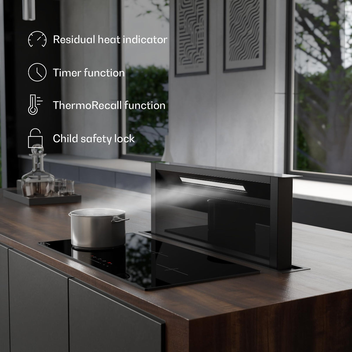 Klarstein Velaire Induction Hob 90 cm – 5 Zone Cooktop 7200W, Touch Slider, 9 Power Levels, 2 Flex Zones, Residual Heat Indicator