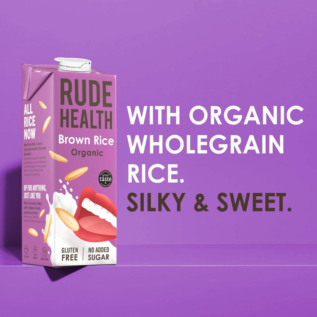 Rude Health 6 x 1 Litre Organic Oat Dairy-Alt Milk, 100% Natural Organic Drink, Lactose Free, Dairy Free & Gluten-Free, No Added Sugar, Award-Winning, Healthy & Vegan, 100% Recyclable Packaging