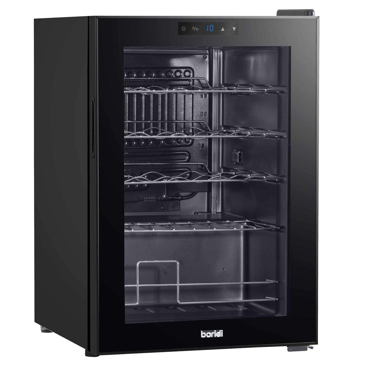 Dellonda Baridi 12 Bottle Wine Fridge with Digital Touch Screen Controls, Metal Shelves & LED Light, Black - DH73