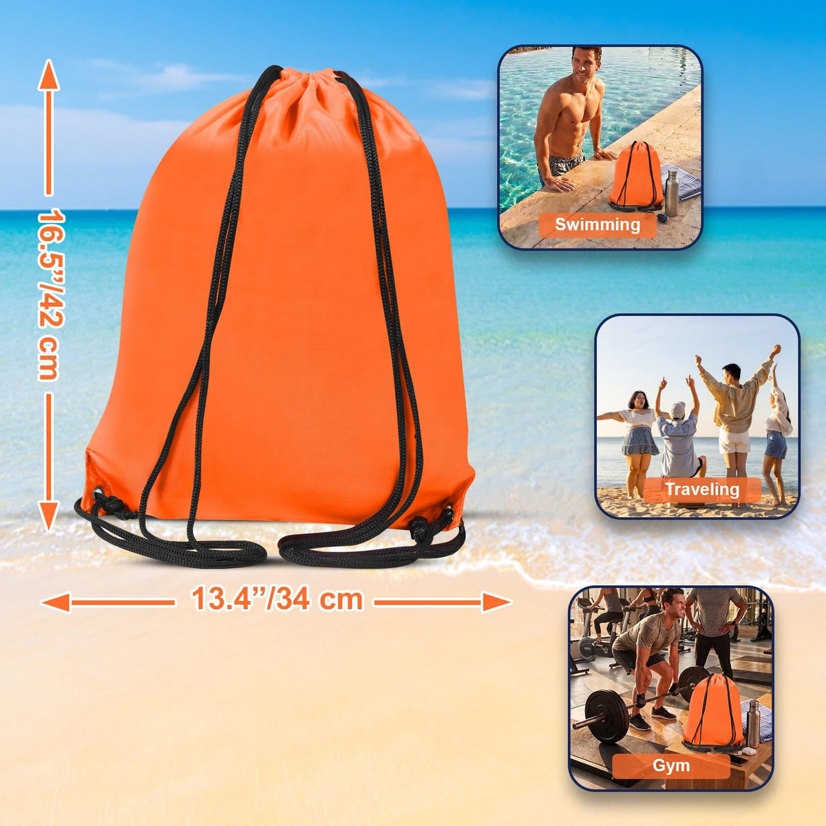 WESTWOOD FOX Drawstring Gym Bag String Bags Gym Sack Backpack PE Bags for Women Men Trainer Swimming Bag Travel Beach School Holidays Suitable for Sports,kids,Boys,Girls (Green)
