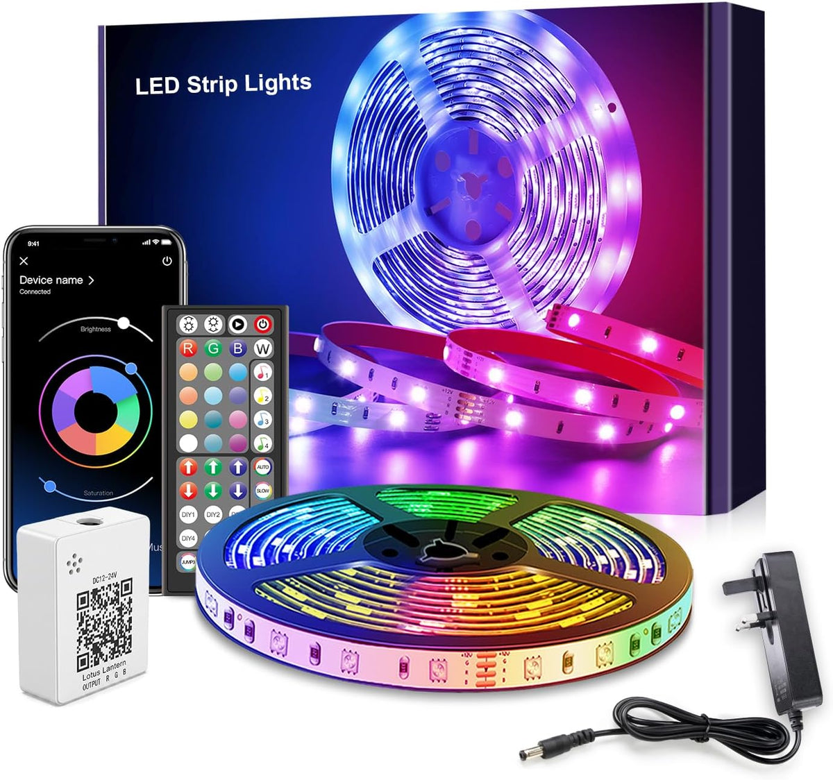 Mexllex LED Strip Lights 5m, RGB Color Changing Led Strip 5m with Remote Control, Music Sync Led Lights for Bedroom Kids Room Ceiling Kitchen Party