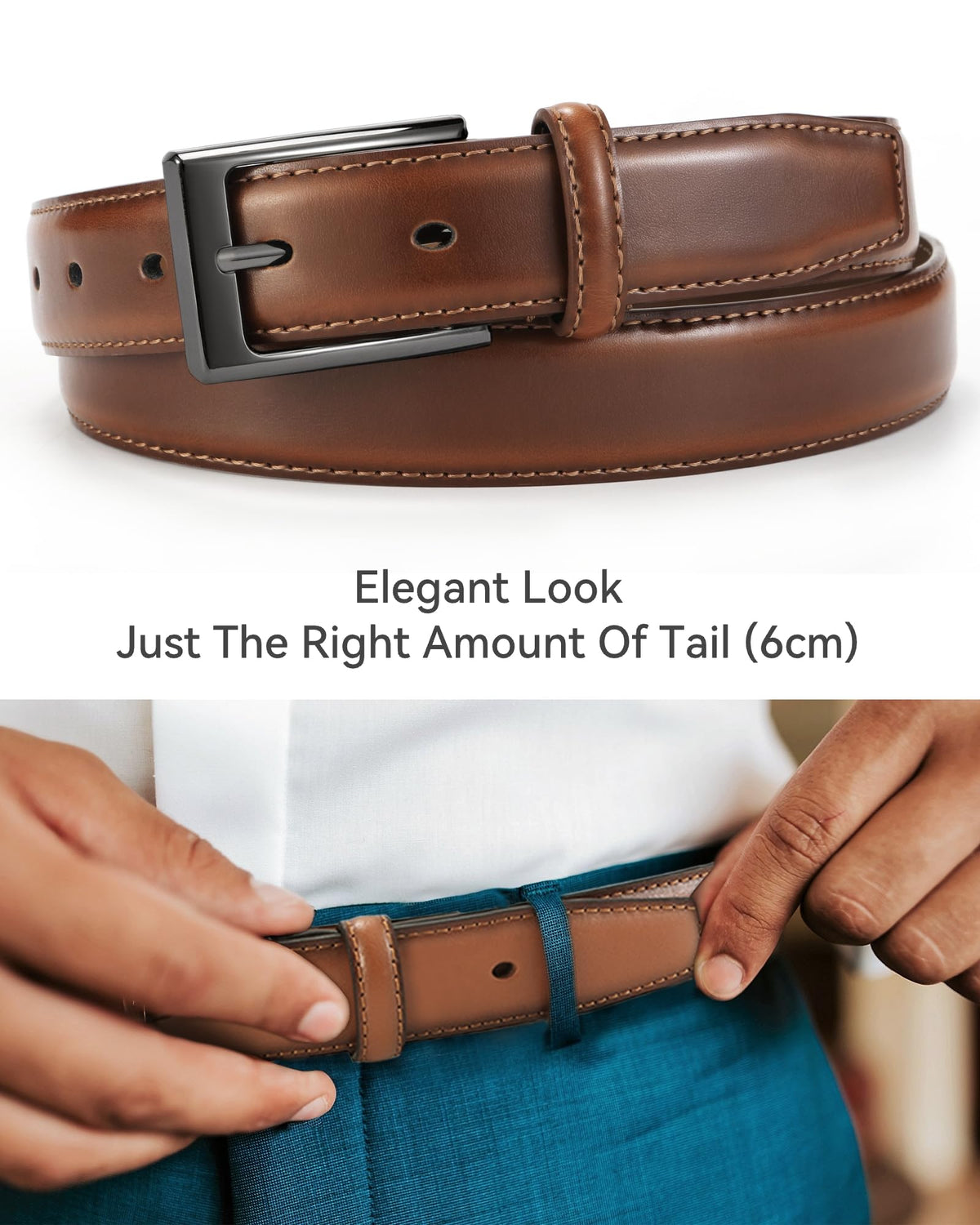 CHAOREN Leather Belts for Men, Mens Belts Leather 1 1/8" for Business Suit