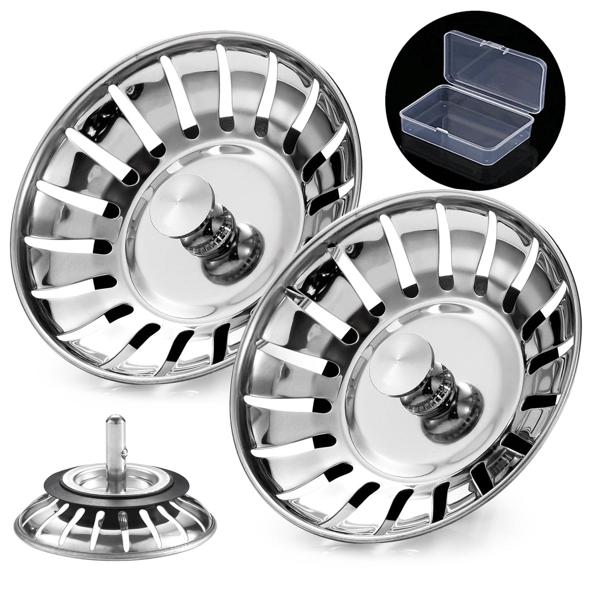 Upgraded Kitchen Sink Plug Strainer Stainless Steel Strainers Sink Plugs Replacement Drain Stopper for Food/Hair Catcher - UK Sinks Hole Diameter (78mm)