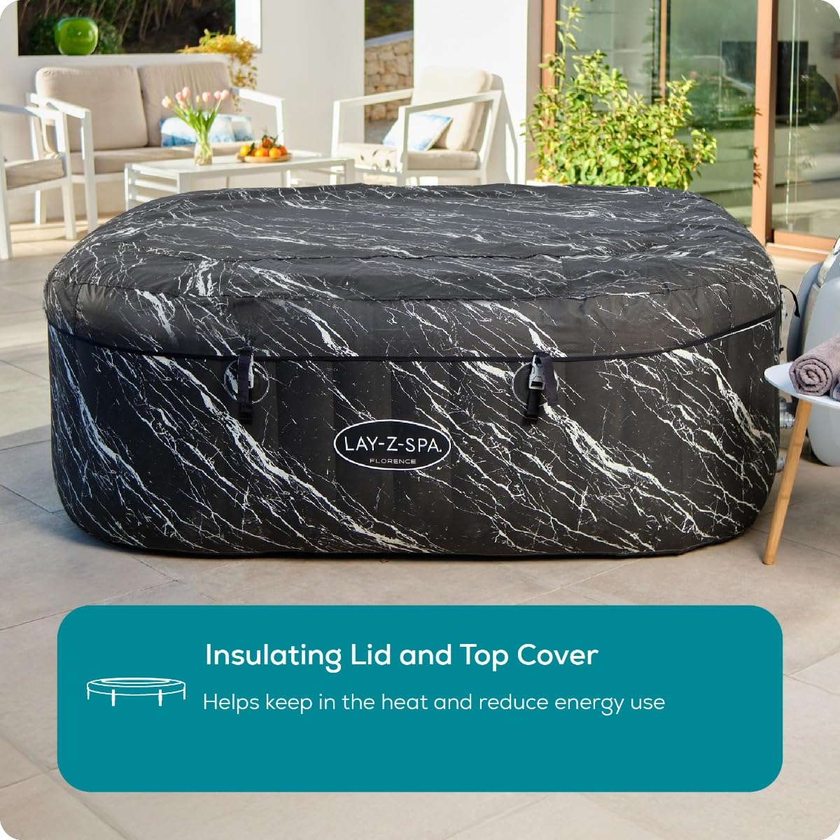 Lay-Z-Spa Paris Luxe AirJet Inflatable Hot Tub with 140 AirJets, LED Lighting System, FreezeShield, Energy-Saving Timer & Ultra-Durable TriTech Construction, Fits Up to 6 People