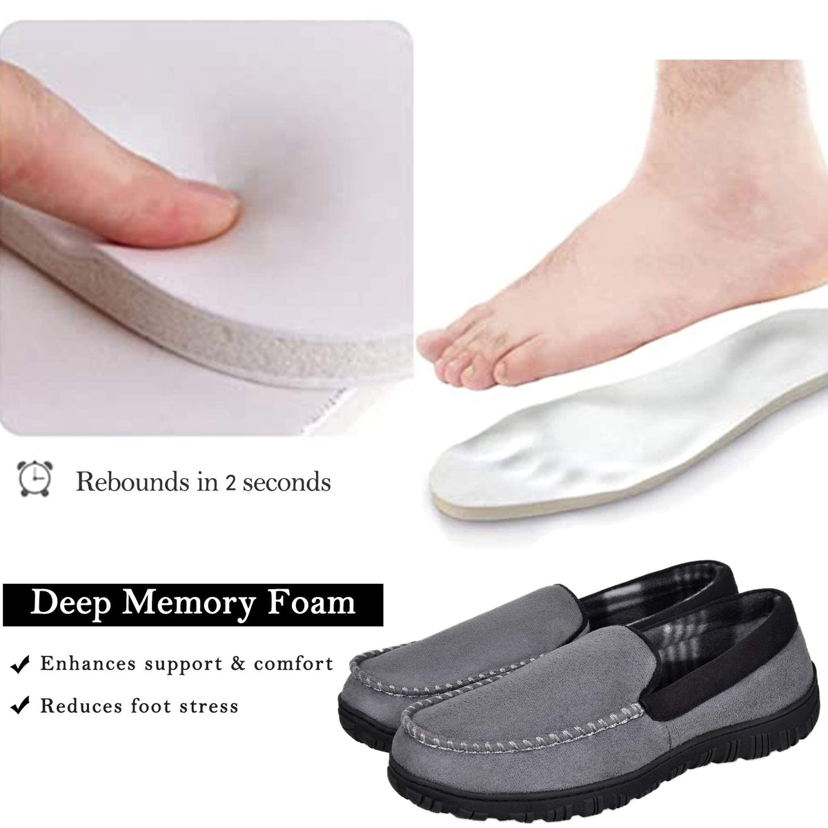 MIXIN Men's Cozy Moccasin Slippers Anti-Skid Slip On House Slippers with Comfy Memory Foam