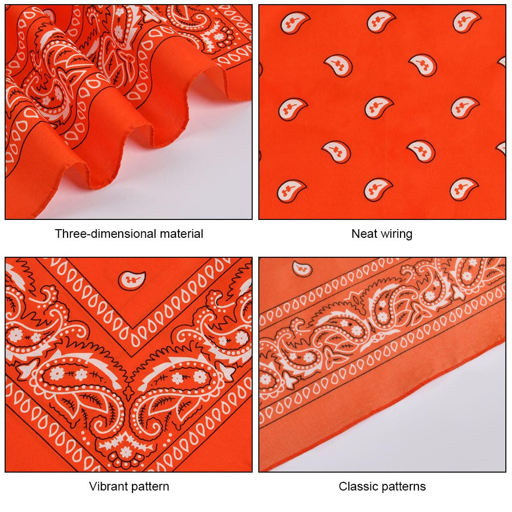 Aomig Bandana Head Scarf for Men and Women, Stylish Cowboy Headband Handkerchief, Multi-purpose Hair Scarf Paisley Print Unisex Headwraps, Bib Party Face Covering Headwear for Motorcycling