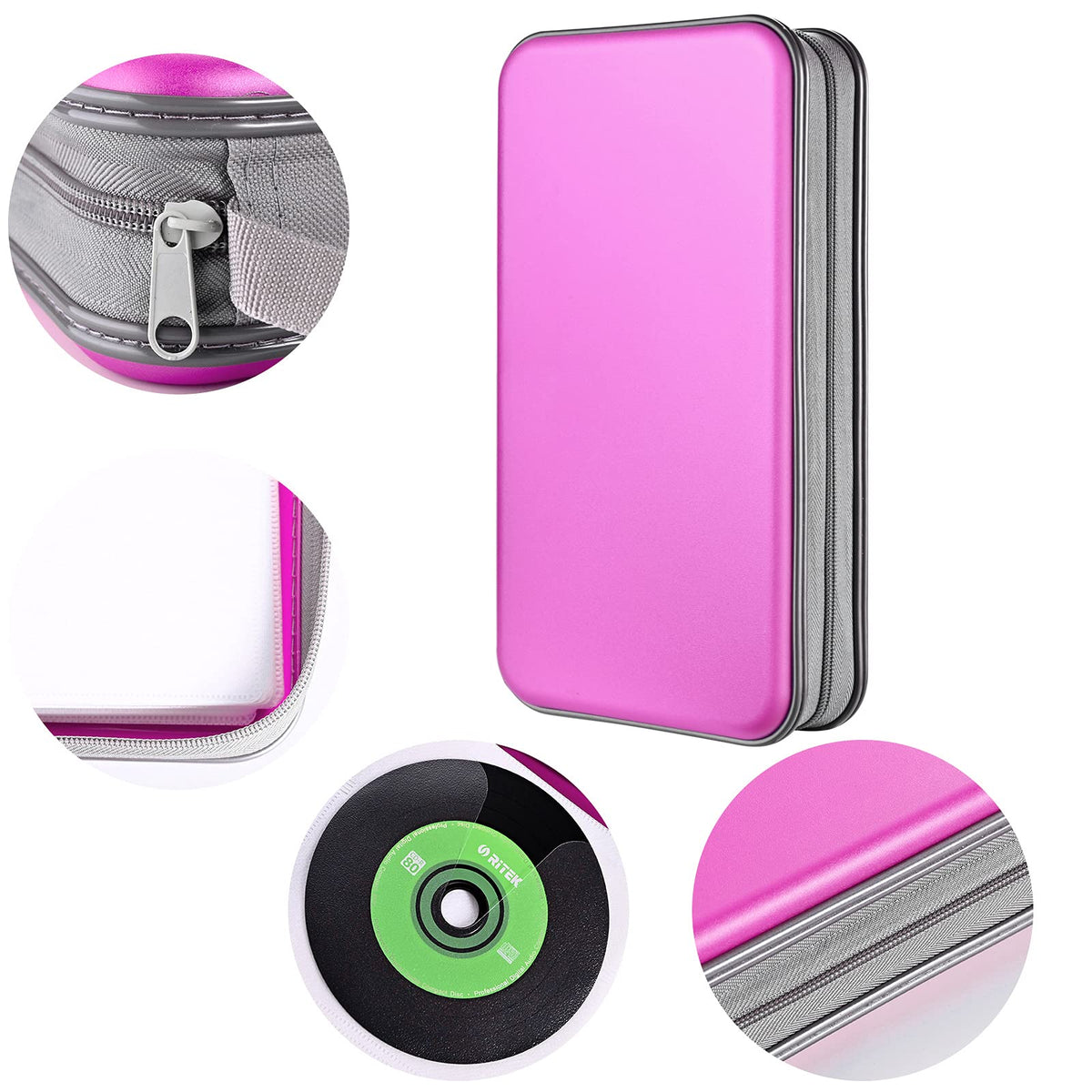 LIOVODE DVD Case, 96 Capacity CD Case Holder Organizer Disc Wallet for Car