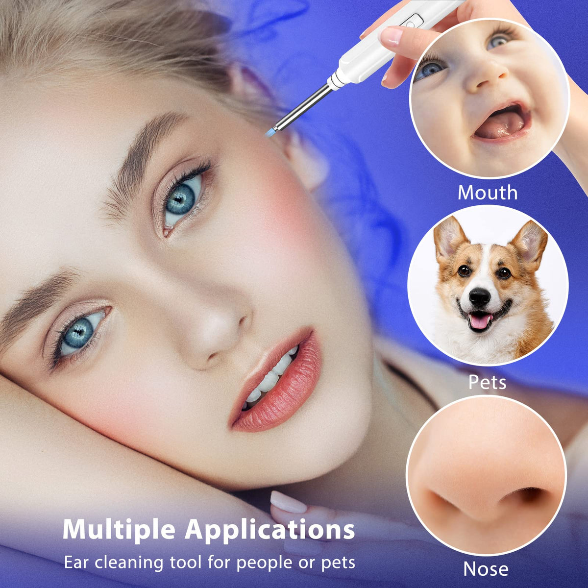 Ear Wax Removal Otoscope, WiFi 1920P Ear Cleaner Camera, 3.5mm Diameter Ear Cleaner, IP67 Waterproof Ear Camera with 6 LEDs for iPhone, iPad and Android Smartphones, Black