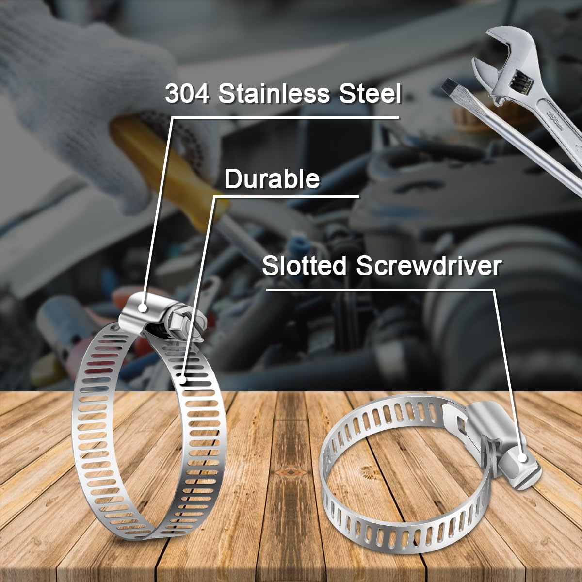 Hose Clips 141-165mm, 4 Pcs Hose Pipe Clips Stainless Steel 304