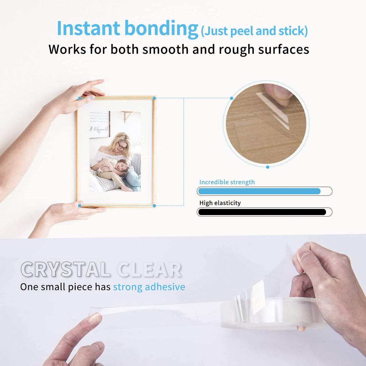 Art3d Double-Sided Tape (10FT), Traceless, Removable, Reusable, Washable - Multipurpose Tape as Seen on TV