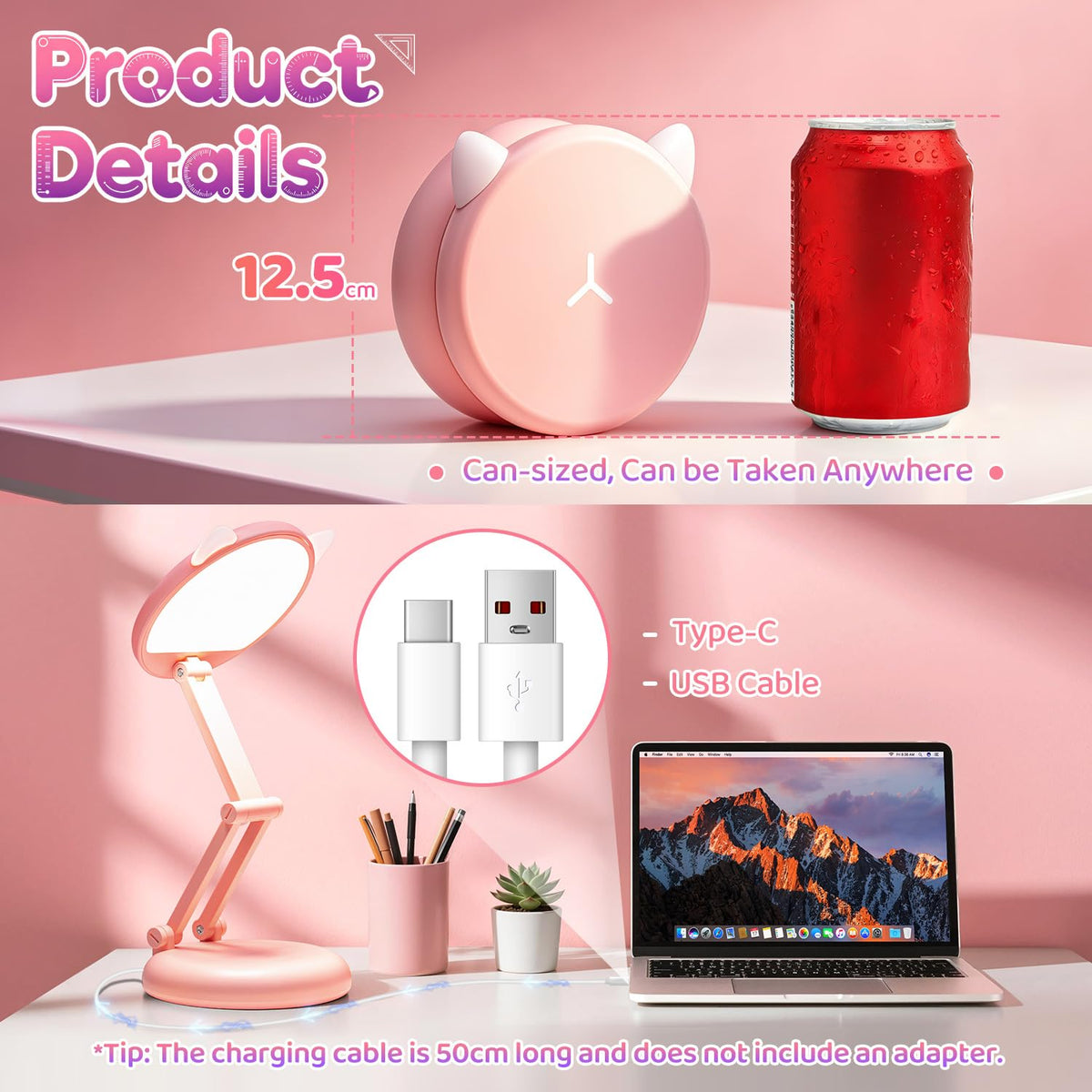 One Fire Rechargeable lamp, Portable Light, Reading Light,Long Battery Life