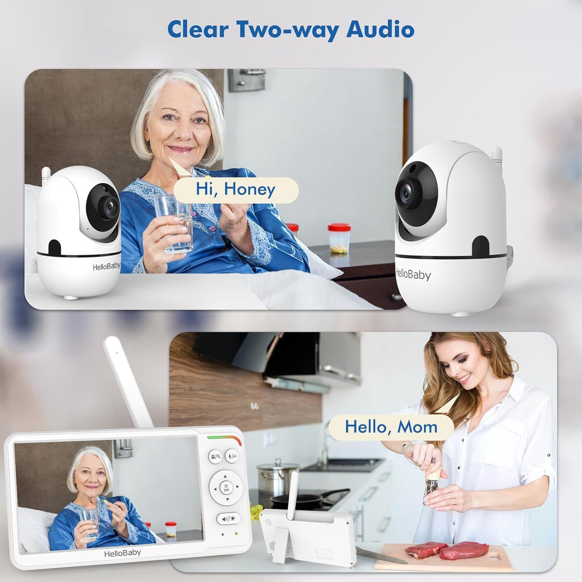 HelloBaby HB6550 Baby Monitor with Camera and Night Vision, 5" Split Screen