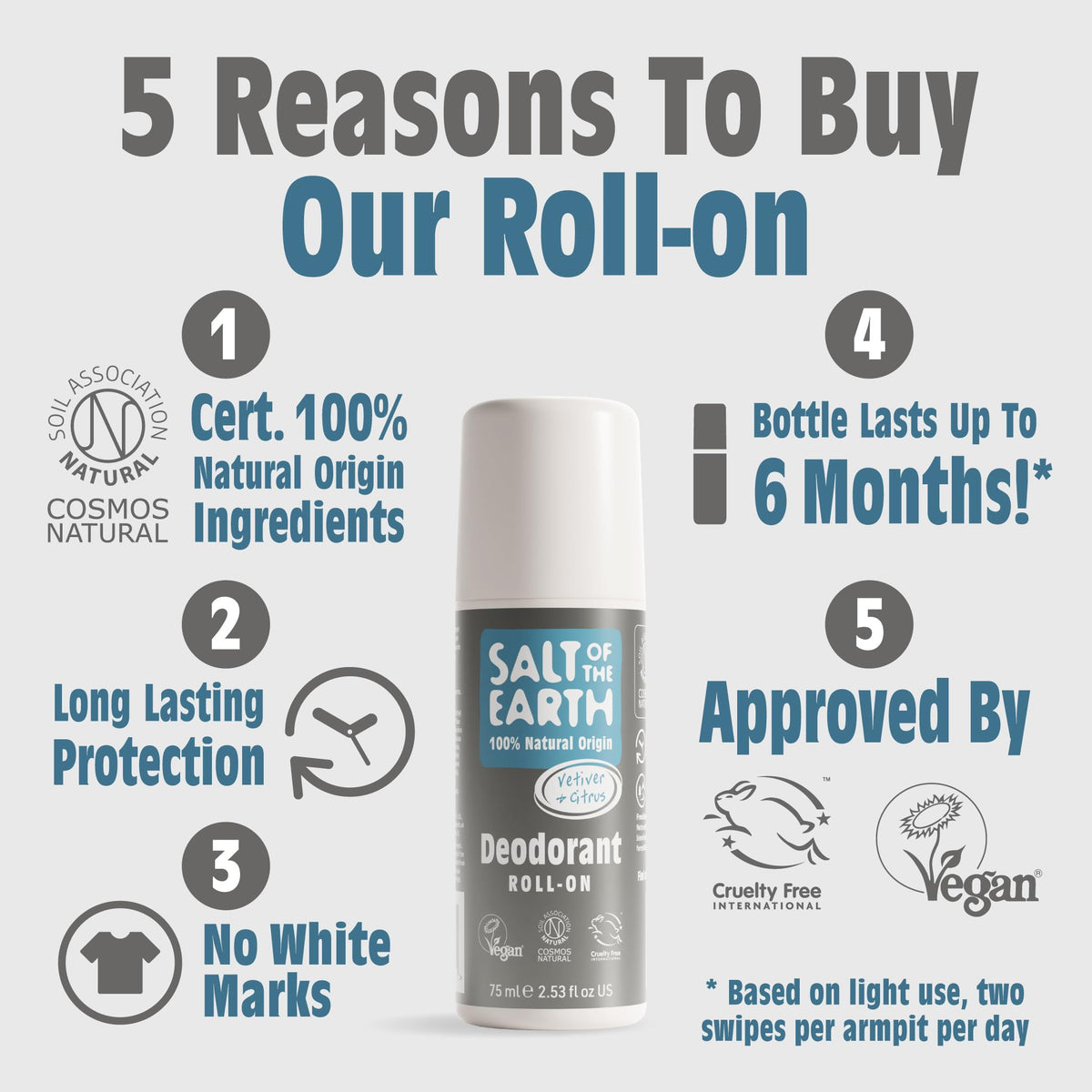 Salt of the Earth Natural Deodorant Roll On - Lavender & Vanilla - 75ml